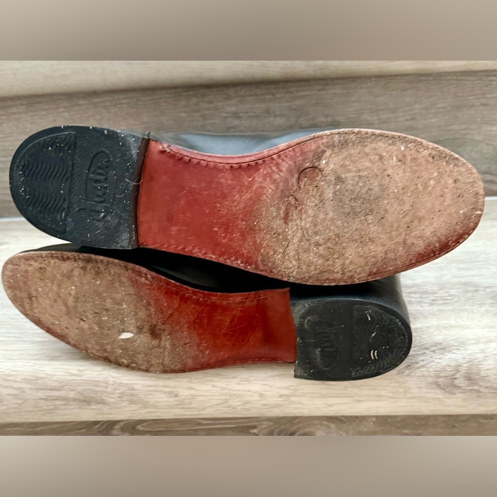 Justin Boots Black Roper Cowboy Western Boots - Picture 6 of 7